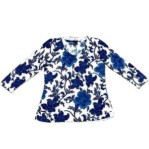 Talbots Blue Floral 3/4 Sleeve Pullover – M Petite – Pre-Owned